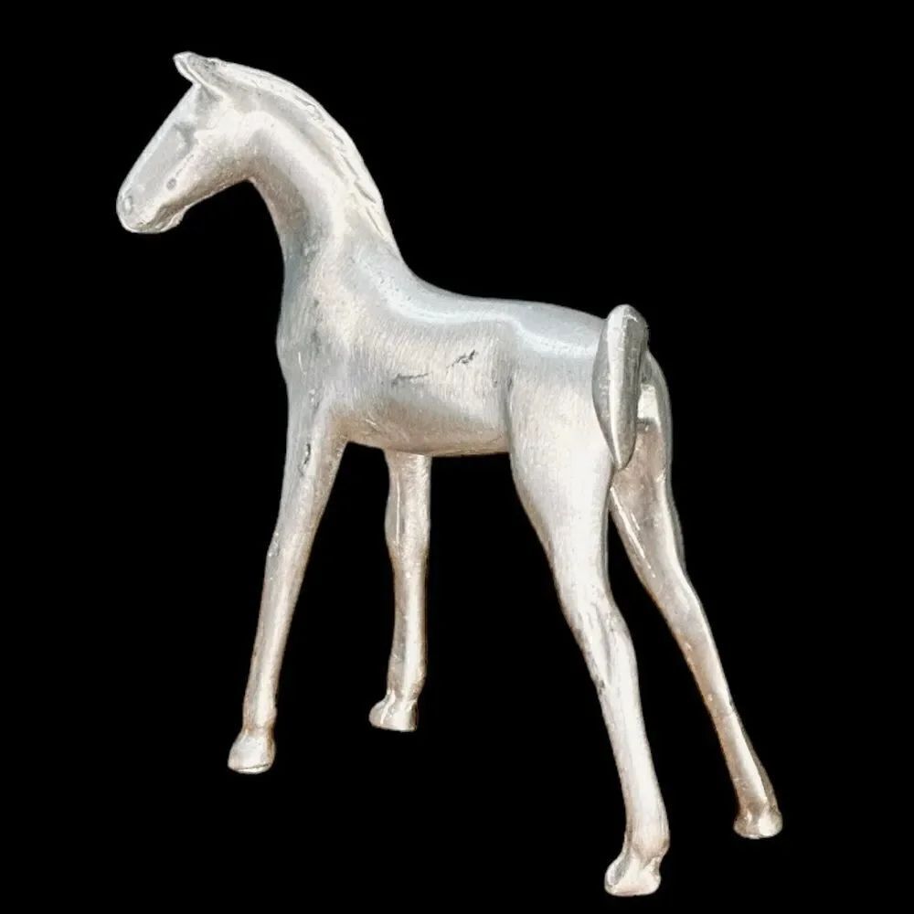 Vintage Miniature Pewter Foal Horse Equestrian Figurine Collectible  3 1/4” - Picture 4 of 13
